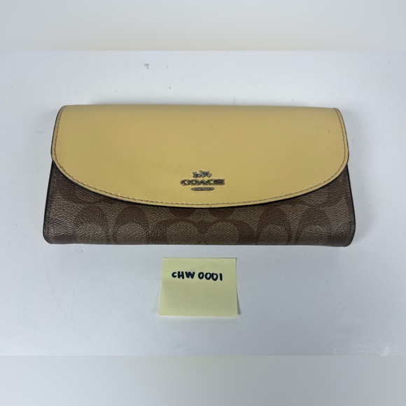 Coach Slim Envelope Wallet In Signature Canvas Color Yellow-CHW0001 - Picture 7 of 7